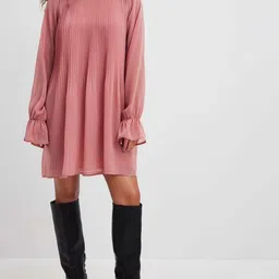 TIRA Puff Sleeve Georgette A-Line Dress-image-81