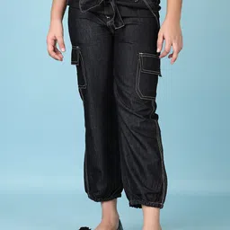V-Mart Girls Mid-Rise Cargo Cropped Jeans-49