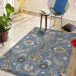 saraswatii global Castel Grey & Brown Floral Printed Tufted Woollen Carpet-12