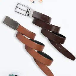 INVICTUS Men 2 Leather Reversible Formal Belt-image-80