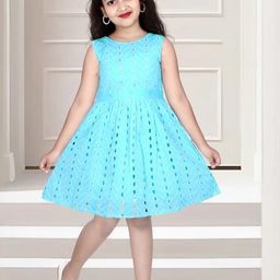 SVM FASHION Girls Midi/Knee Length Casual Dress (Blue, Short Sleeve)-image-29