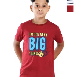 Clothe Funn Boys Pack Of 2 Typography Printed Cotton T-shirt-image-79