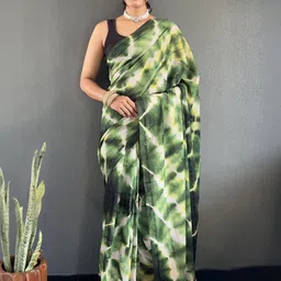 KALINI Tie and Dye Pure Georgette Ready to Wear Leheriya Saree-image-64