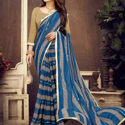 GAVUBAA Blue Pure Georgette Sarees-picture-7