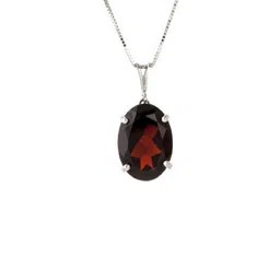 GenZcomplex Red Silver-Plated Oval Garnet Stone Pendants-image-94