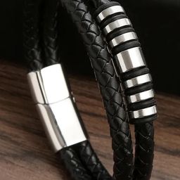 PIXFLIK Men Leather Wraparound Bracelet-image-89