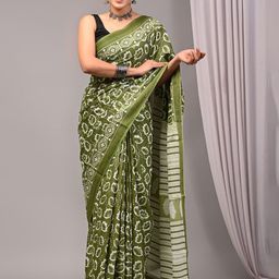 PALLO LATKE Ethnic Motifs Pure Cotton Block Print Saree-image-21
