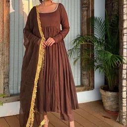 VASTRAHUT Women Solid Anarkali Kurta with Trousers & Dupatta-picture-39
