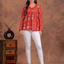 SHIONS Print Twisted Cotton Top-image-97