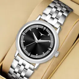 JAY NAGNATH FAB Women Black Embellished Dial & Stainless Steel Straps Analogue Watch-picture-6