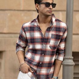 Powerlook SS25 Tartan Checked Pure Cotton Casual Shirt-image-88