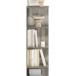 Oakcraft Brown 4 Tier Corner Wooden Open Bookshelf image 4