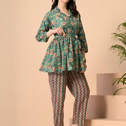 Saanvi Collection Women Green Co-Ords-image-3