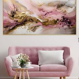 DEKORSTATION Pink & Beige Abstract Printed Canvas Wall Art-5