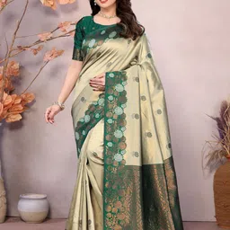 Shriyangan Ethnic Motifs Woven Design Zari Pure Silk Kanjeevaram Saree-image-71
