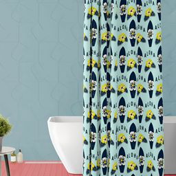 ArtzFolio Green & Yellow Floral Printed Waterproof Shower Curtain-image-78