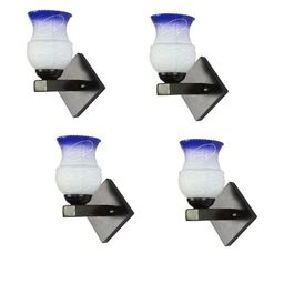 1ST TIME Blue & White Glass Traditional Cylinder Shaped Wall Lamp-picture-20