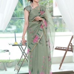 PYOS Floral Printed Zari Saree-image-51