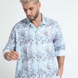 Espanshe Oversized Ethnic Motifs Printed Cuban Collar Cotton Shirt-image-69
