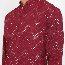 Devyom Men Embroidered Regular Thread Work Kurta with Pyjamas image 3