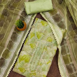 Panzora Printed Organza Unstitched Dress Material-image-74
