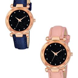 CSAMON Women Set Of 2 Analogue Watch GR379RG 12D BLU Vel PINK G L-image-84