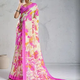 HERE&NOW Pink Pure Georgette Printed Sarees-picture-4