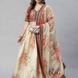 DIVASTRI Embroidered Sequinned Semi-Stitched Lehenga & Unstitched Blouse With Dupatta-picture-19
