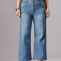 Miss Chase A+ Women Wide Leg Light Fade Stretchable Jeans-image-40
