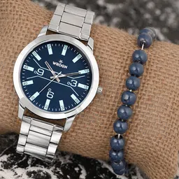 WROGN Men Analog Watch & Leather Bracelet Gift Set WRNWJ Set-35-40