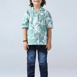 TAHVO Boys Abstract Printed Spread Collar Comfort Cotton Shirt-image-29