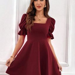 Mast & Harbour Puff Sleeve Fit & Flare Dress-picture-6