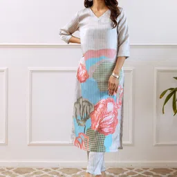 Anouk Women Floral Printed Regular Kurta with Trousers-picture-48
