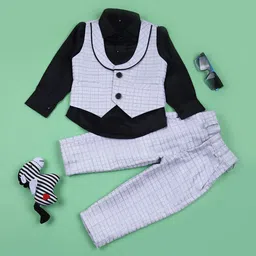 V-Mart Boys Checked Single-Breasted 3 Piece Suits-9