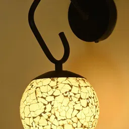 SOMIL Green Textured Glass Spherical Shaped Wall Lamp-18