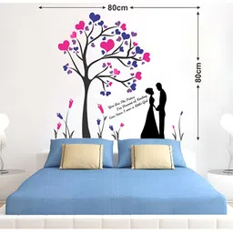 LANSTICK Black & Pink Tree With Couple Printed Self-Adhesive WallStickers-image-95