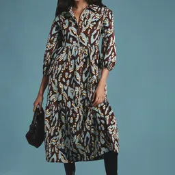 ChicFlick Women Bohemian Print Puff Sleeve A-Line Maxi Dress-image-28
