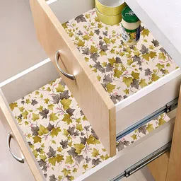 Kuber Industries Cream & Green 3 Pieces Shelf Liner Organisers-44
