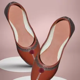 SHOE LAB Women Woven Design Pointed Toe Open Toe Flats-12