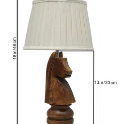 Homesake Beige & Brown Rustic Wood Base Fabric Shade Table Lamp image 4
