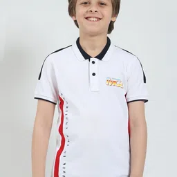 Monte Carlo Boys Printed Polo Collar Pure Cotton Applique T-shirt-image-50