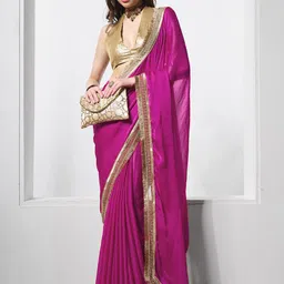 Mitera Sequinned Pure Chiffon Saree-image-71