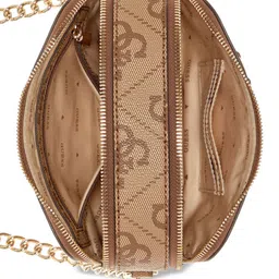 GUESS Printed PU Structured Shoulder Bag with Cut Work image 3