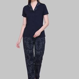 KIZA Women Printed Lapel CollarNight suit-image-73
