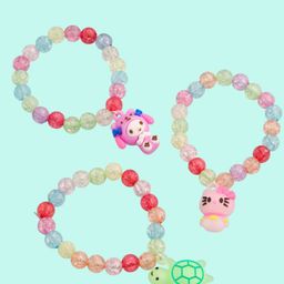 Sangria Kids Set Of 3 Artificial Beaded Stylish Charm Bracelets-image-6