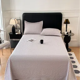 JC HOME Grey Printed Pure Cotton 140TC Queen Bedsheet Set - 2.00 m x 2.30 m-image-56