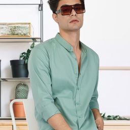 BASE 41 Men Slim Fit Band Collar Solid Casual Shirt-image-68