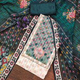 DIVASTRI Ethnic Motifs Printed Beads And Stones Organza Unstitched Dress Material-image-82