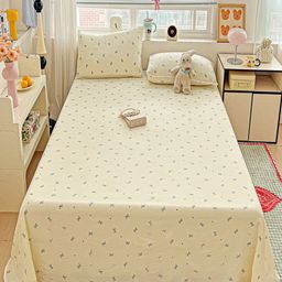 JC HOME Beige & Blue Printed 140 TC Super King Bedsheet Set- 2.30 m x 2.45 m-picture-10