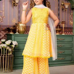 Aarika Girls Printed Regular Kurta with Palazzos & With Dupatta-picture-4